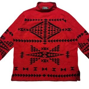 VTG Lauren Ralph Lauren Petite M Southwestern Aztec Lambswool Mock Neck Sweater